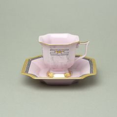 Šálek 110 ml + podšálek 14 cm Empír, dekor 513, Růžový porcelán z Chodova