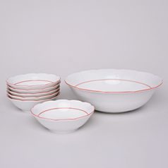 70477: Compot set for 6 pers., Thun 1794 Carlsbad porcelain, Natalie, Red line