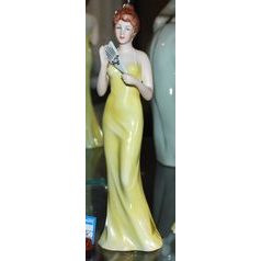 Lady with a fan 7 x 6 x 22 cm, Porcelain Figures Duchcov
