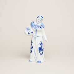 Stařenka s uzlíčkem, 15,5 cm, porcelánové figurky, Cibulák, originální z Dubí