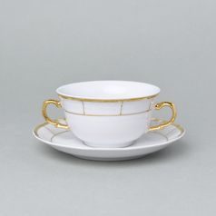 Natálie zlatá: Šálek 290 ml a podšálek 170 mm na polévku, Thun 1794, karlovarský porcelán