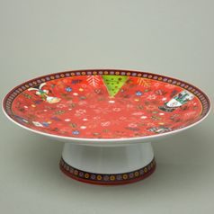 Bowl footed 27 x 9 cm, red Christmas decor, porcelain, EGAN