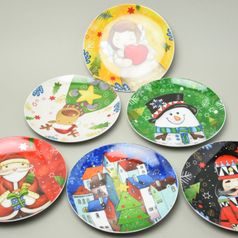Sada 6 dezertních talířků 19 cm vánočních, porcelán, EGAN