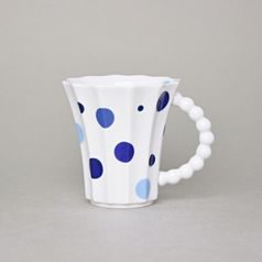 Mug Retro T, Blue Dots, 250 ml, Porcelain Goldfinger