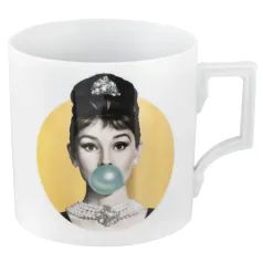 Hrnek Henkel 100 mm 500 ml, Audrey Hepburn se zlatou bublinou, Míšeňský porcelán