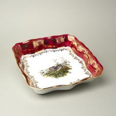 Bowl square 24 cm, hunting - ruby, QueensCrown porcelain