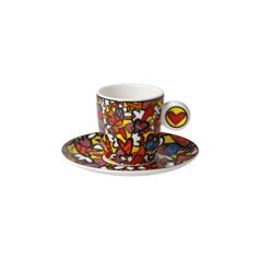 Cup 100 ml + saucer 12 cm All we need is Love, fine bone china, R. Britto, Goebel