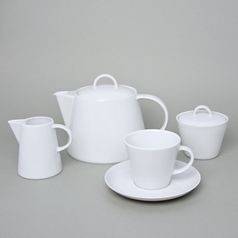 Tea set for 6 persons, Thun 1794 Carlsbad porcelain, TOM white