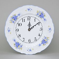 Clock wall 27 cm, Thun 1794 Carlsbad porcelain, BERNADOTTE Forget-me-not-flower