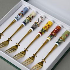 Sada vánočních dezertních vidliček - 6 ks., keramika + nerezová ocel, EGAN