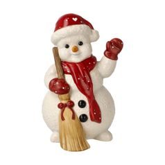 Snowman figurine Winter Cleaning 7 / 8.5 / 12cm, stoneware, Goebel