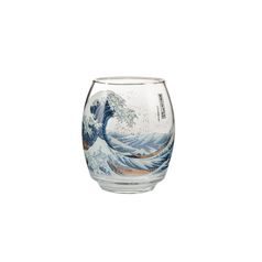 Svícen - průsvitka Velká vlna 13,5 cm, sklo, K. Hokusai, Goebel Artis Orbis