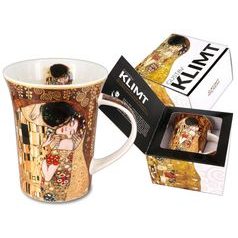 Hrnek 350 ml, G. Klimt, Polibek, kostní porcelán Carmani