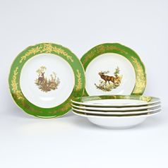 Plate - Deep set for 6 pers. 23 cm, Mary-Anne, Green Hunter, Leander 1907