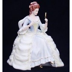 Lady sitting with mirror rococo 12 x 14 x 15 cm, Porcelain Figures Duchcov