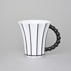 Mug Retro T White - Black Stripes, 250 ml, Porcelain Goldfinger