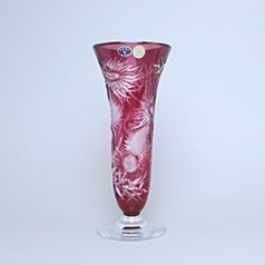 Křišťálová váza broušená, dekor bodlák RUBÍN, 285 mm, Crystalite BOHEMIA