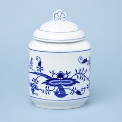 Dóza na poživatiny s víčkem a nápisem 1,10 l, 17 cm, Cibulák, originální z Dubí