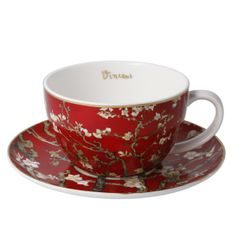 Cup and saucer V. van Gogh - Almond Tree Red, 0,25 l / 15 cm, Fine Bone China, Goebel