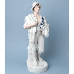 Boy with a sheaf and a sickle 53 cm, Original Blue Onion pattern