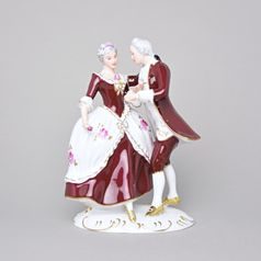 Pár rokoko 16 x 10,5 x 22 cm, Purpur, Porcelánové figurky Duchcov