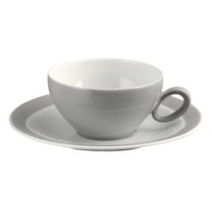 Tea cup and saucer, Trio 23613 Stone Grey, Seltmann Porcelain