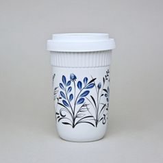 Cup 300 ml ToGo, blue - black flowers, Benedikt two walls
