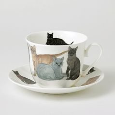 Cats: Cup 420 ml and saucer breakfast, English Fine Bone China, Roy Kirkham