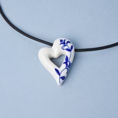 Necklace: White Heart Onion Pattern, 3,7 x 5 cm, Porcelain Jewels Studio Mallys