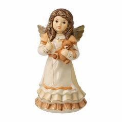 Figurky andělů: Anděl s medvídkem 15 cm, kamenina Goebel