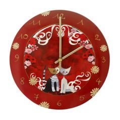 Wall clock Templi dellamore 31 / 2 / 31cm, porcelain, Cats Goebel R. Wachtmeister
