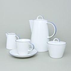 Kávová souprava pro 6 osob, Thun 1794, karlovarský porcelán, TOM modrá linka