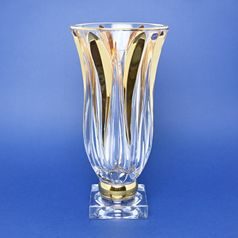 Vase FLAME 35 cm on stand (footed), gold, Crystal BOHEMIA