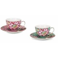 Set of 2 cup + sacuer tea, Lamart Fleurs
