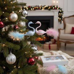 Christmas Glass Decorations 8 pcs. set, Holly mix, Czech Christmas decorations KOULIER