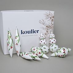 Vánoční skleněné ozdoby 8 ks sada, Cesmína mix, České vánoční ozdoby KOULIER