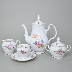 Kávová sada pro 6 osob, Thun 1794, karlovarský porcelán, BERNADOTTE míšeňská růže