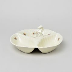 Bowl cabaret 23 cm small, Thun 1794 Carlsbad porcelain, BERNADOTTE ivory + flowers