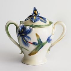 Longtail hummingbird design sculptured porcelain sugar bowl 12 cm, Porcelain FRANZ