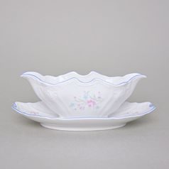 Omáčník s podstavcem 500 ml, Thun 1794, karlovarský porcelán, BERNADOTTE modro-růžové kytičky