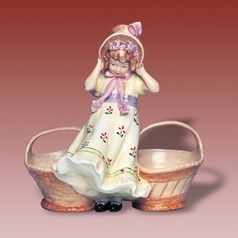 Girl with baskets 24 x 17 x 24 cm, Porcelain Figures Duchcov
