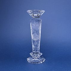 Crystal Hand Cut Candlestick octagonal - Thistle decor, 255 mm, Crystal Bohemia Poděbrady