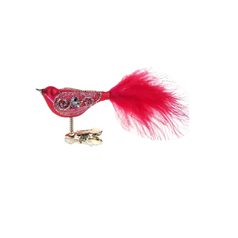 Christmas decoration chubby bird, 5.5 cm, red, Czech decorations MIJA