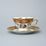 Cup 200 ml tea + sacuer, The Three Graces, gold + ruby red, Queens Crown