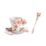 FOUR SEASONS-PLUM BLOSSOM DESIGN SCULPTURED porcelain cup/saucer/spoon set, FRANZ porcelain