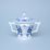 Sauceboat round 350 ml with handles and a lid, Original Blue Onion Pattern