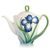 ELOQUENT IRIS FLOWER DESIGN SCULPTURED PORCELAIN TEAPOT 24 x 13 x 19,4 cm, FRANZ porcelain