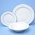Talířová sada Ella pro 6 osob s objemným hlubokým talířem, modré proužky, Thun 1794, karlovarský porcelán