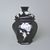 Dóza / Urna šestihran 20 x 14,5 x 13 cm , Černý fond + platina, Porcelán Duchcov
