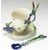 Longtail hummingbird design sculptured porcelain cup and saucer, Porcelain FRANZ